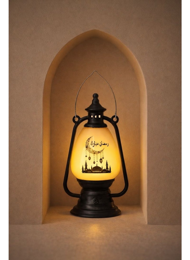 Home Care فوانيس رمضان مبارك LED المعلقة - مصابيح إسلامية زخرفية دافئة (لون أسود) - Image 3